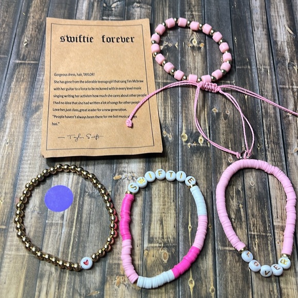 5for$10 Cute Taylor Swift Inspired Swiftie Forever Bracelets 5Pc Bracelet - Picture 5 of 5